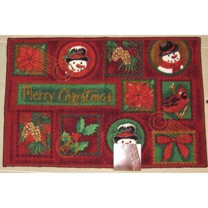 St. Nicholas Square Printed Merry Christmas Rug "Christmas Stamp" Holiday Decor